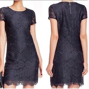 Laundry by Shelli Segal Black Scallop Hem Lace Short Sleeve Dress Size 2
